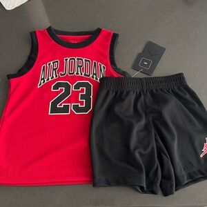 Jordan Kids Red and Black Jersey Set 3T